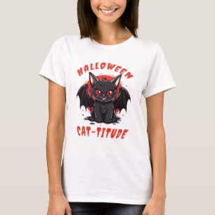CAMISETA HALLOWEEN CAT-TITUDE CAT BAT