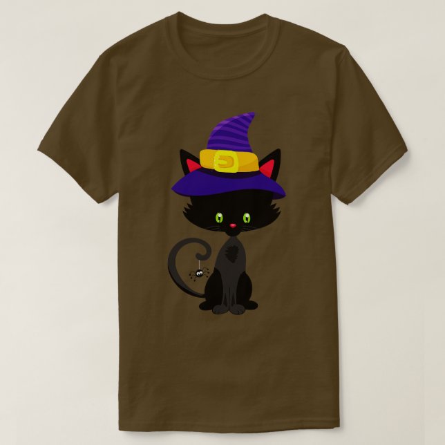 Camiseta Halloween Cat Witch Gorra (Diseño del anverso)
