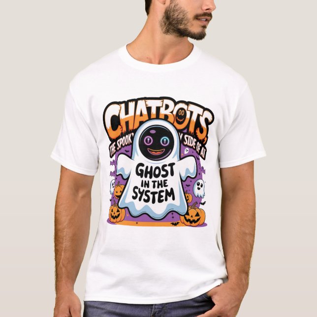 Camiseta 🤖 Halloween Chatbot AI Famoso Fantasma En Máquina (Anverso)