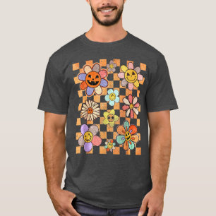 Camiseta Halloween Checkered Grunge Happy Face Pumpkin Groo