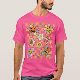Camiseta Halloween Checkered Grunge Happy Face Pumpkin Groo