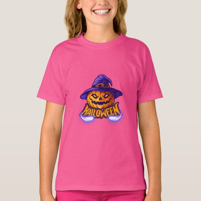 Camiseta Halloween chica asusta a Jack O’ Lantern (Anverso)