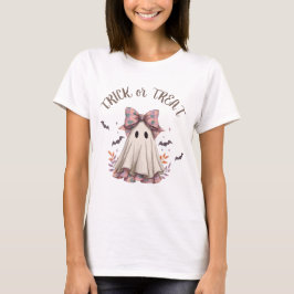 Camiseta Halloween, Chica fantasma de color rosa