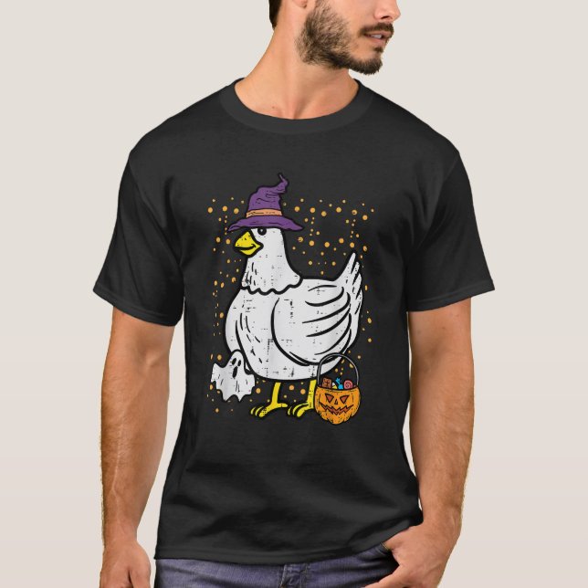 Camiseta Halloween Chicken Rooster Costume Farmer Men Women (Anverso)
