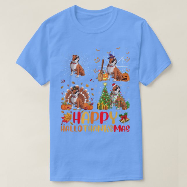 Camiseta Halloween Christmas Funny English Bulldog Hallotha (Diseño del anverso)