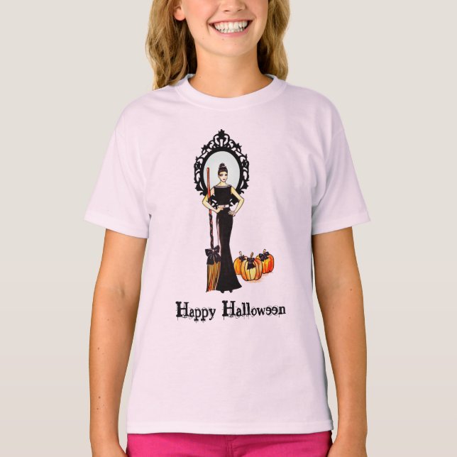 Camiseta Halloween Classic Elegante Vestido largo negro (Anverso)