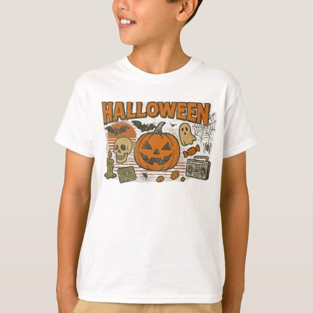 Camiseta Halloween Cloex retro Jack-O’-Lantern (Anverso)
