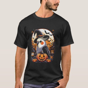 Camiseta Halloween Cockatiel Gorra de brujas Disstume de la
