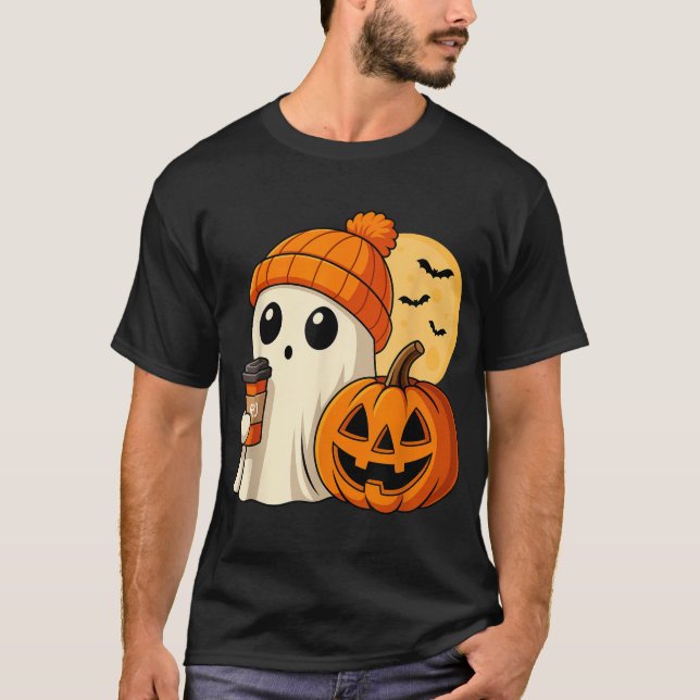 Camiseta Halloween Coffee Pumpkin Spooky (Anverso)