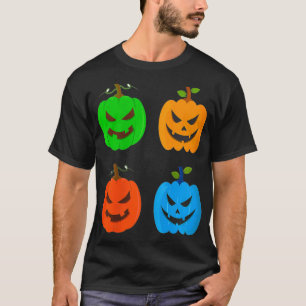 Camiseta Halloween colorida calabaza para mujeres