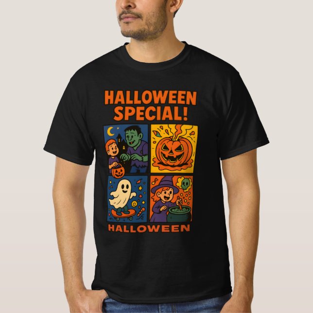 Camiseta Halloween Comic Vintage Unisex Masculina (Anverso)