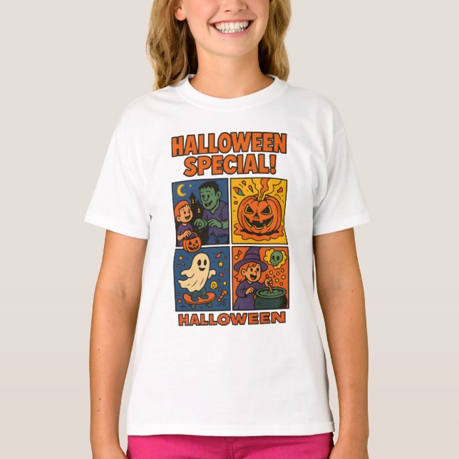 Camiseta Halloween Comic Vintage Unisex Masculina (Anverso)