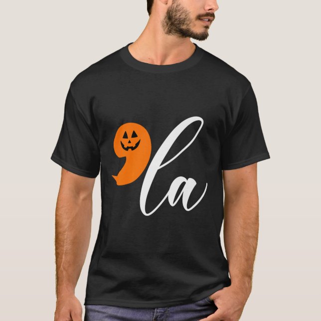 Camiseta Halloween Comma La Funny Pumpkin Kamala Harris Pre (Anverso)