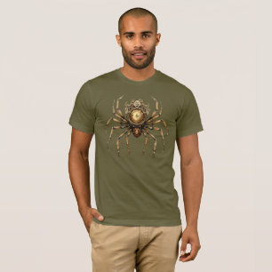 Camiseta Halloween con araña de vapor de color oro gigante