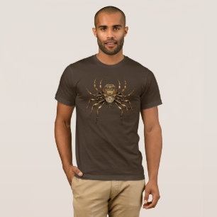 Camiseta Halloween con araña de vapor de color oro gigante