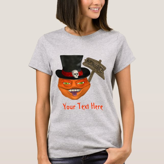 Camiseta Halloween con cabeza de calabaza asquerosa (Anverso)