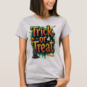 Camiseta Halloween con escritura moderna para las mujeres