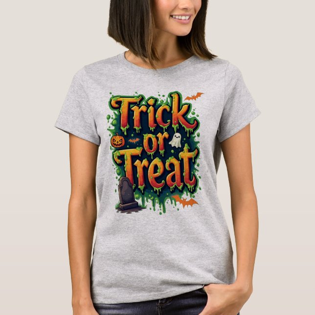 Camiseta Halloween con escritura moderna para las mujeres (Anverso)