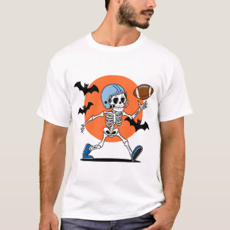 Camiseta Halloween con esqueleto de fútbol americano para h
