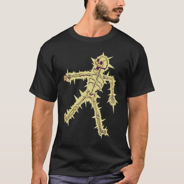 Camiseta Halloween con esqueleto electrocutado (Anverso)