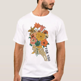 Camiseta Halloween con flores de mano de esqueleto