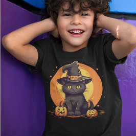 Camiseta Halloween con gato negro