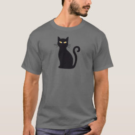 Camiseta Halloween con gatos negros de ojos anaranjados gri