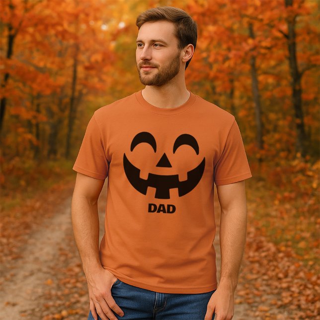 Camiseta Halloween con la cara personalizada Jack-O'-Lanter (Men's Jack O' Lantern Halloween Basic Dark T-Shirt)