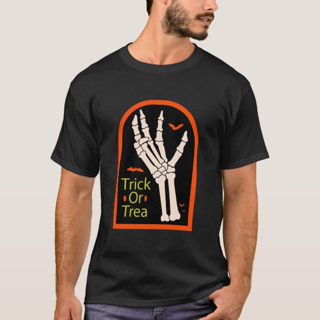 Camiseta Halloween con la mano de Skeleton (Anverso)