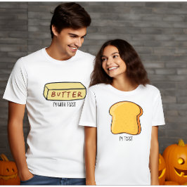 Camiseta Halloween con mantequilla estoy con parejas divert