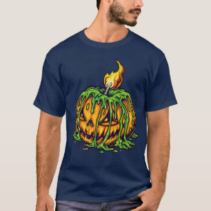 Camiseta Halloween con velas de calabaza tallada por Jack O