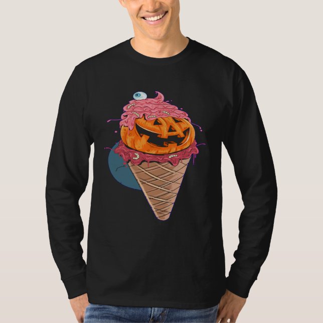 Camiseta Halloween cones Pumpkin Worms icecream (Anverso)