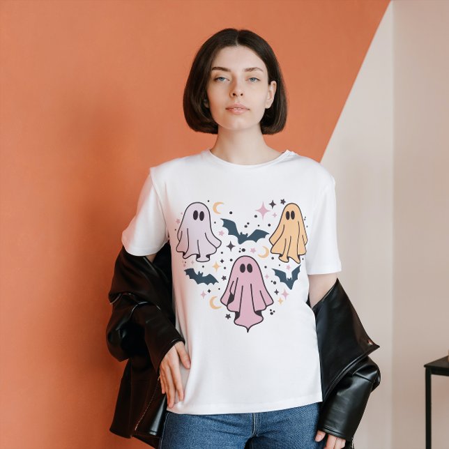 CAMISETA HALLOWEEN CORAZÓN DEL PERSONALIZADO DE FANTASMAS (Subido por el creador)