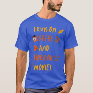 Camiseta Halloween corro con café y películas de terror vin