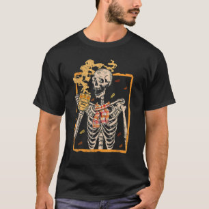 Camiseta Halloween cosecha de Vintage Skeleton Spkin Latte