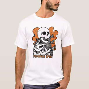 Camiseta Halloween cosecha de Vintage Skeleton Spkin Latte