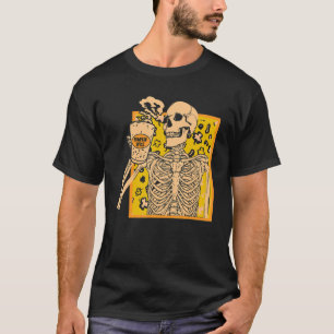 Camiseta Halloween cosecha de Vintage Skeleton Spkin Latte