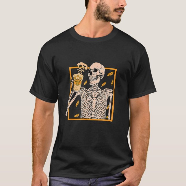 Camiseta Halloween cosecha de Vintage Skeleton Spkin Latte  (Anverso)