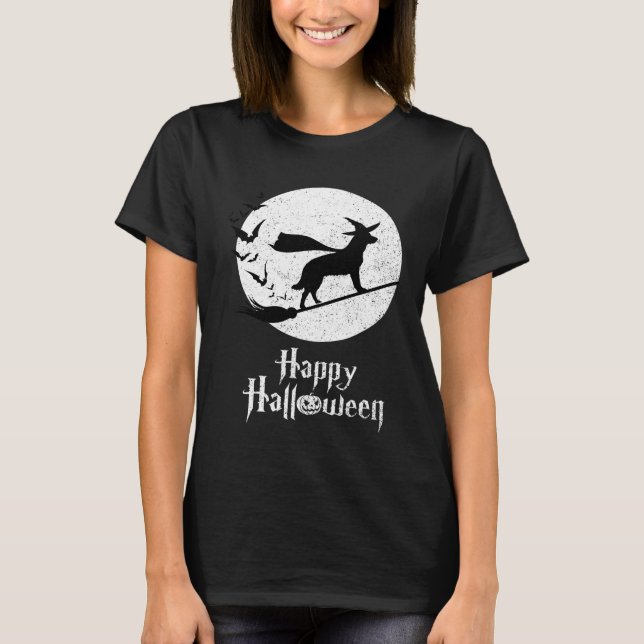 Camiseta Halloween Costume Bruja Perro Heeler Azul (Anverso)