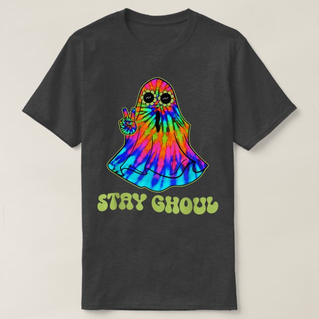 Camiseta Halloween Costume Groovy Ghost Stay Ghoul Tie Dye (Diseño del anverso)