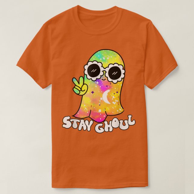 Camiseta Halloween Costume Groovy Ghost Stay Ghoul Tie Dye (Diseño del anverso)