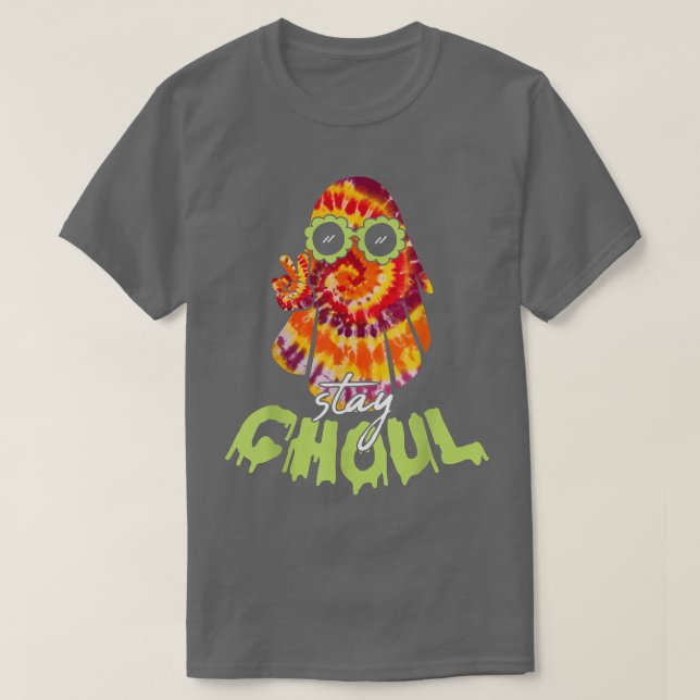Camiseta Halloween Costume Groovy Ghost Stay Ghoul Tie Dye (Diseño del anverso)