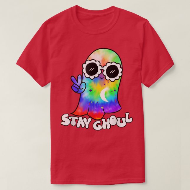 Camiseta Halloween Costume Groovy Ghost Stay Ghoul Tie Dye (Diseño del anverso)