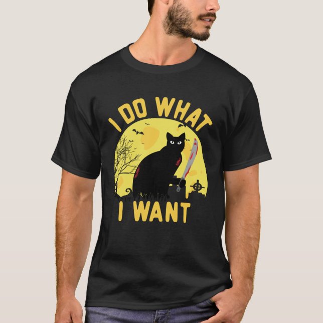 Camiseta Halloween Costume I Do What I Want  Halloween Cat (Anverso)