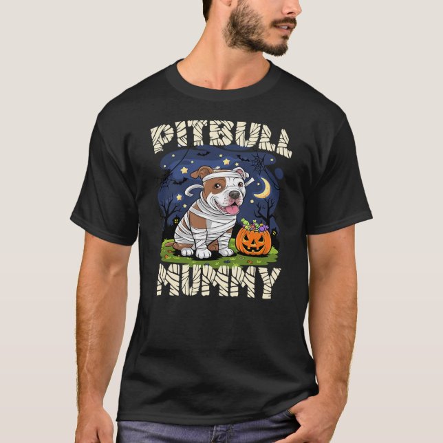Camiseta Halloween Costume Pitbull Lover Mummy Dog Owner (Anverso)