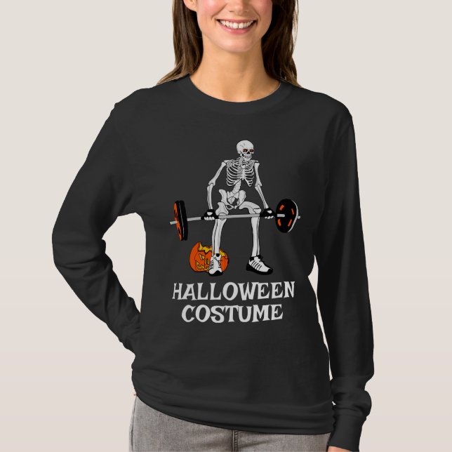 Camiseta Halloween Costume Scary Skeleton Con Calabaza (Anverso)