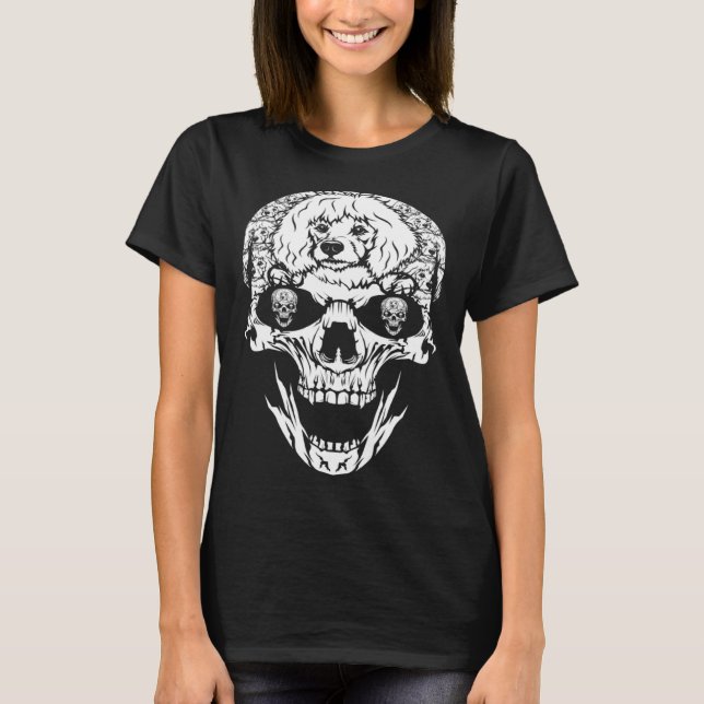 Camiseta Halloween Costume Skull Poodle Dog (Anverso)