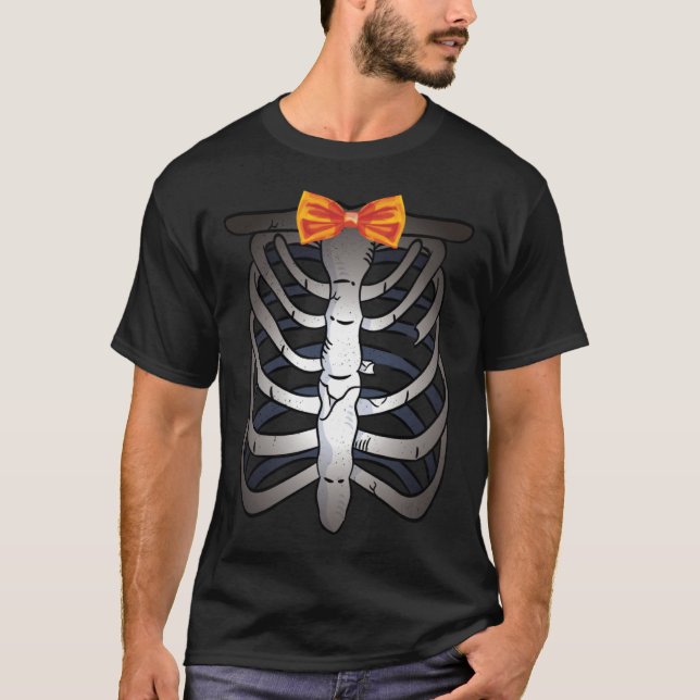 Camiseta Halloween Costume Skulls Bow Tie Skeleton Xray Rib (Anverso)