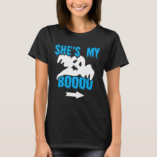 Camiseta Halloween Couples She s My Boo Ghost (Anverso)