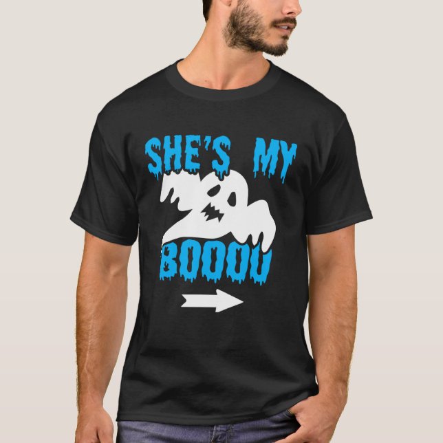 Camiseta Halloween Couples She s My Boo Ghost (Anverso)